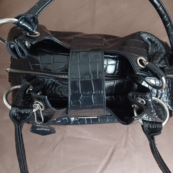 Isabella Adams Black Crocodile Ge urine Leather Shoulder Handbag - Picture 5 of 9